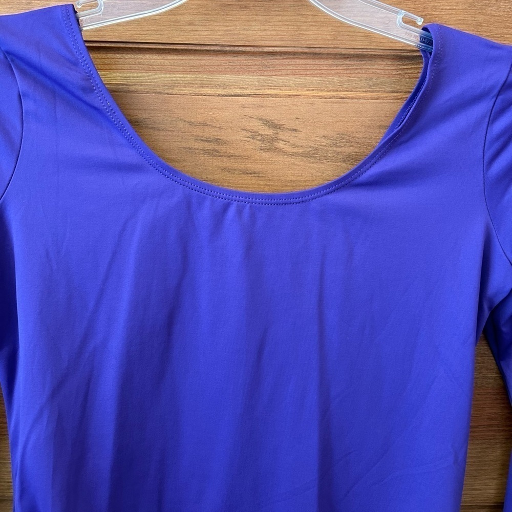 Danskin / Dancewear/ NWT/ Women's Purple Scoopneck Long Sleeve Leotard XL 14-16 - Picture 5 of 12